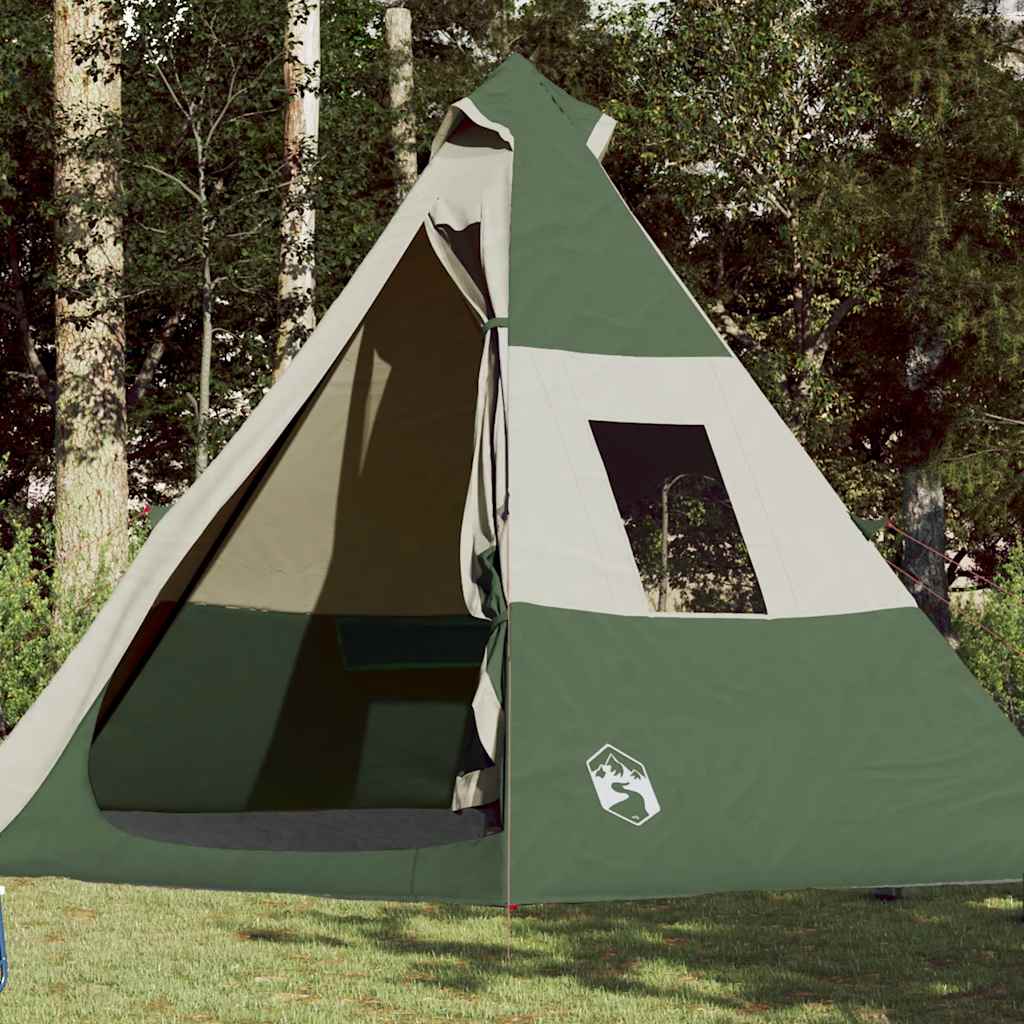 Tenda Da Campeggio Tipi Per 7 Persone Verde Impermeabile - Image 5