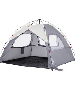 Tenda Da Spiaggia 3 Persone Grigio Rilascio Rapido Impermeabile