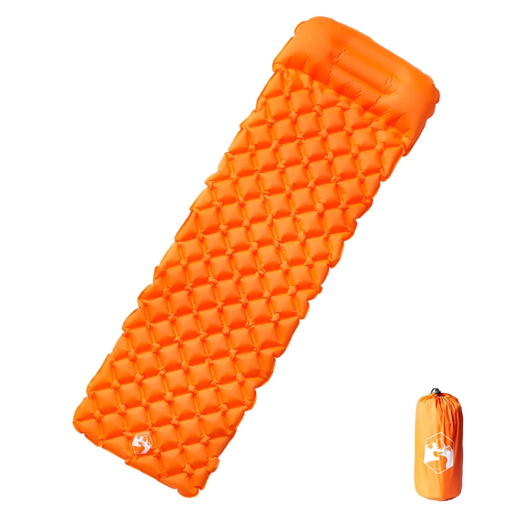 Materasso Campeggio Gonfiabile Con Cuscino 1 Persona Arancione - Image 4