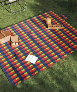 Tovaglia Picnic Pieghevole Quadri Multicolore 200x150cm Velluto