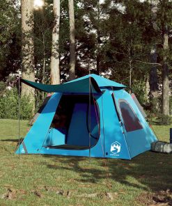 Tenda A Cupola Da Campeggio 4 Persone Blu A Rilascio Rapido