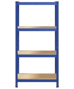 Mensola 4 Strati Blu In Acciaio E Legno Multistrato