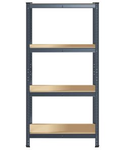 Mensola Portaoggetti 4 Strati Antracite Acciaio E Multistrato