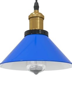 Lampada A Sospensione Regolabile E27 Blu Scuro Ø22 Cm Metallo