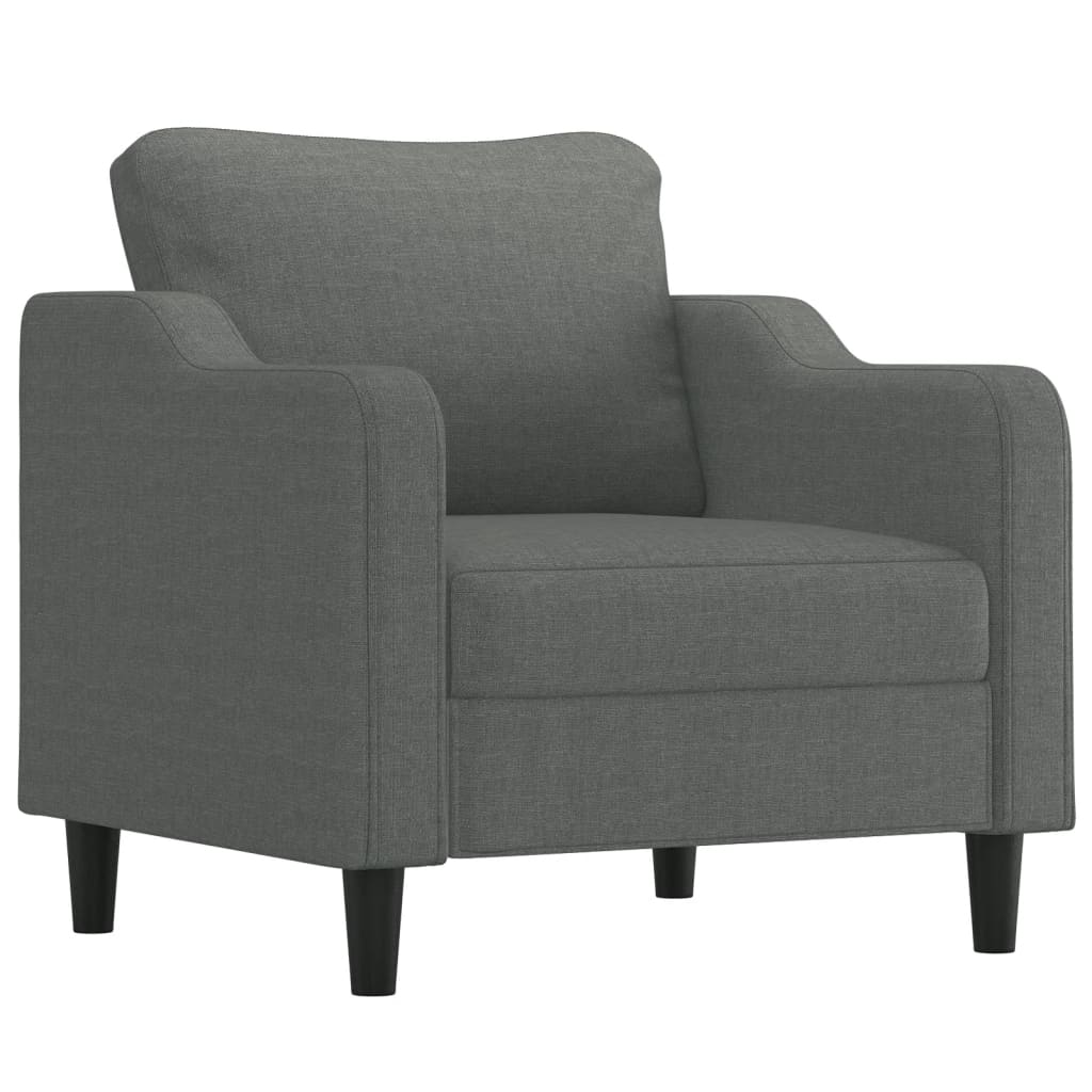 Set Di Divani 3 Pz Con Cuscini Grigio Scuro In Tessuto - Image 4