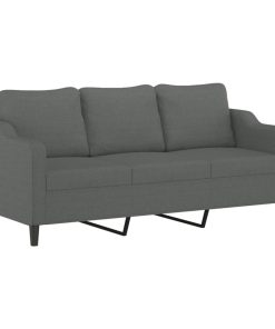 Set Di Divani 3 Pz Con Cuscini Grigio Scuro In Tessuto
