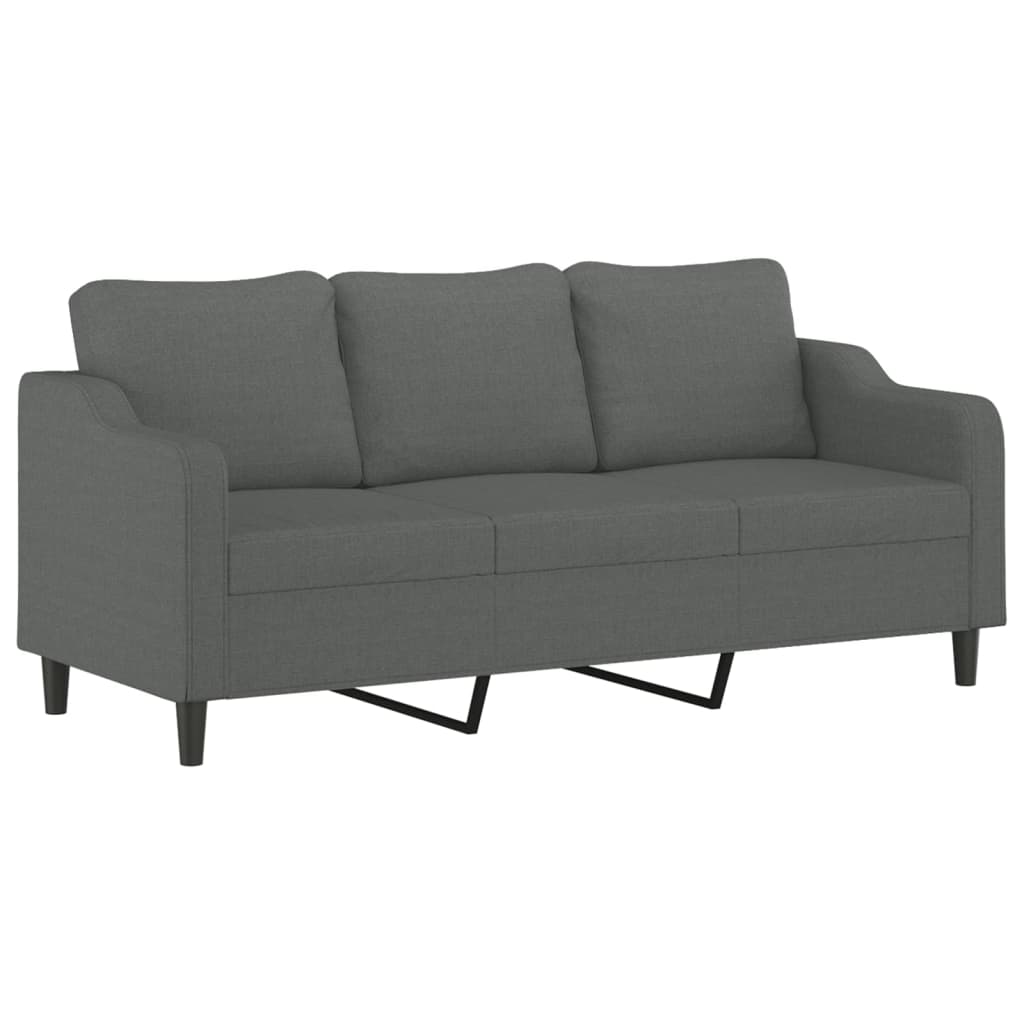 Set Di Divani 3 Pz Con Cuscini Grigio Scuro In Tessuto