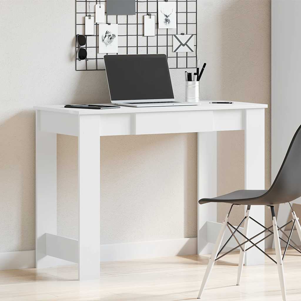 Scrivania Bianca 100x45x75 Cm In Legno Multistrato - Image 2