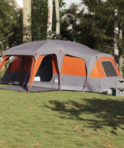 Tenda Da Campeggio Con Portico 9 Persone Grigio E Arancione