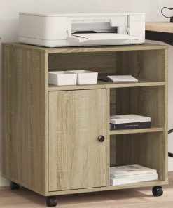 Supporto Per Stampante Con Ruote Rovere Sonoma 60x50x67 cm