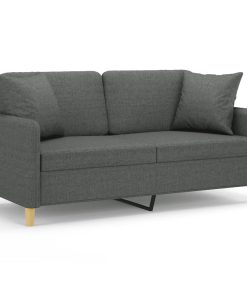 Divano A 2 Posti Con Cuscini Grigio Scuro 140 Cm In Tessuto