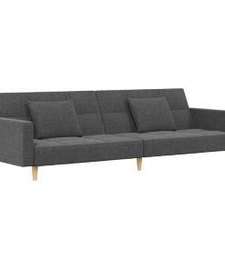 Divano Letto A 2 Posti Con 2 Cuscini Grigio Chiaro In Tessuto