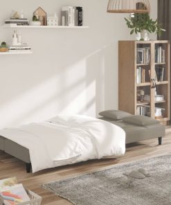 Divano Letto A 2 Posti Con 2 Cuscini Grigio Chiaro In Velluto