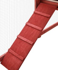 Conigliera Per Esterni Grande Rossa E Bianca In Legno Di Abete