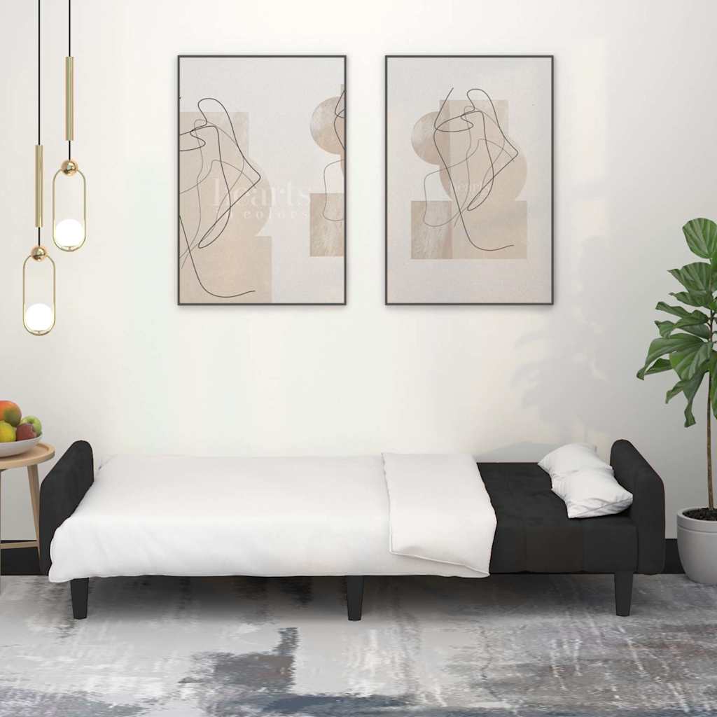 Divano Letto A 2 Posti Nero In Velluto - Image 5