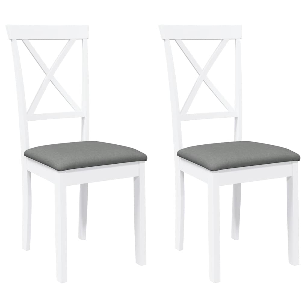 Sedie Da Pranzo Con Cuscini 2 Pz Bianco Legno Massello Di Hevea - Image 6