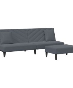 Set Di Divani 2 Pz Con Cuscini Grigio Scuro In Velluto
