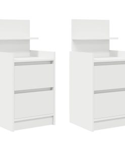 Comodini Con 2 Cassetti 2 Pz Bianco 38x34x80 cm