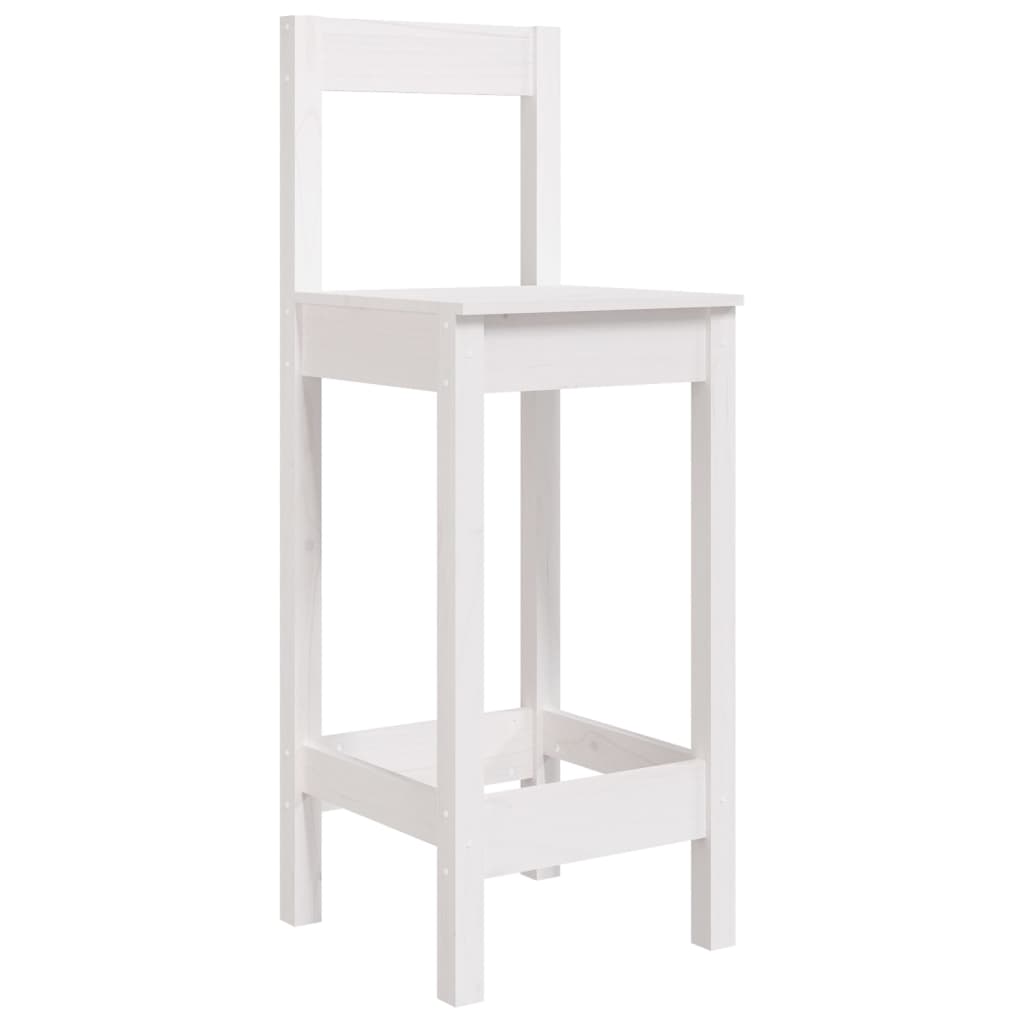 Sedie Da Bar 2 Pz Bianche 40x41,5x112 Cm Legno Massello Di Pino