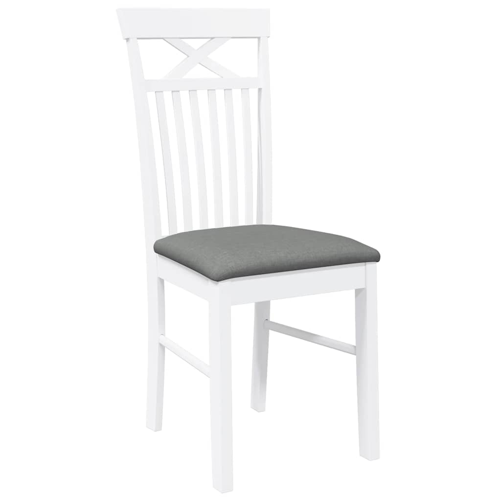 Sedie Da Pranzo Con Cuscini 2 Pz Bianco Legno Massello Di Hevea