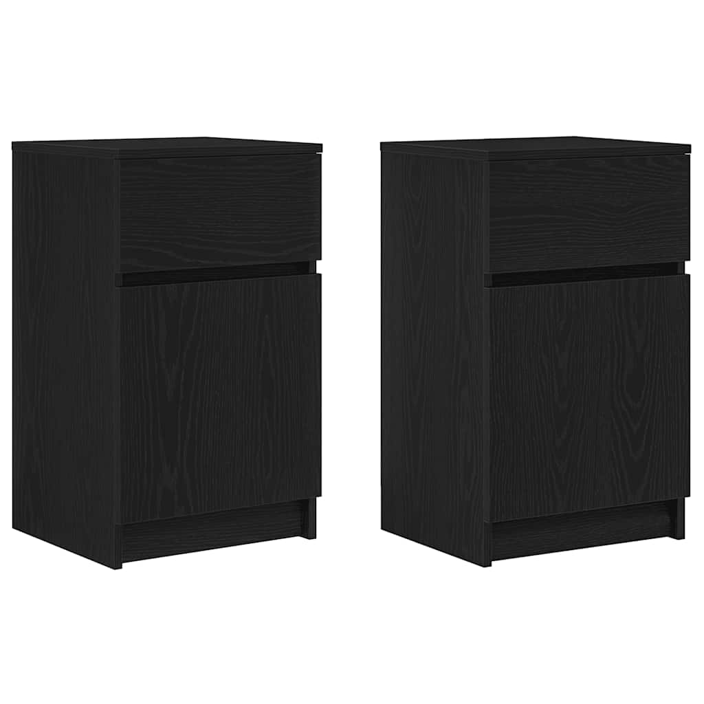 Comodini 2pz Neri 39x35x65 Cm In Legno Multistrato