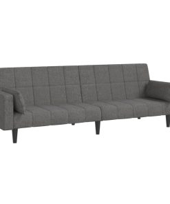 Divano Letto A 2 Posti Con 2 Cuscini Grigio Chiaro In Tessuto