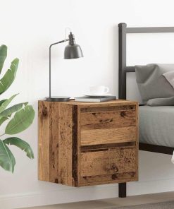Comodino A Muro Legno Antico 38x34x40 cm