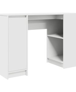 Scrivania Bianca 120x42x76 Cm In Legno Multistrato