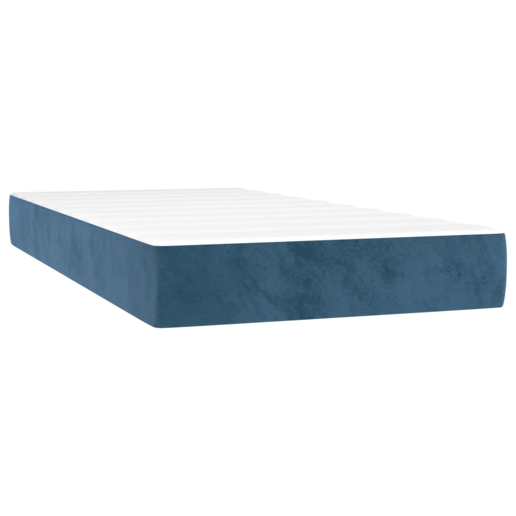 Materasso A Molle Blu Scuro 90x190x20 Cm In Velluto