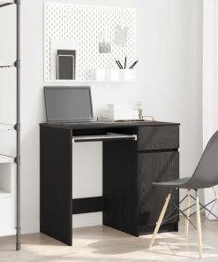 Scrivania Rovere Nera 86x49x76 Cm In Legno Multistrato