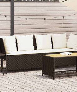 Divano Da Giardino Con Cuscini In Polyrattan Marrone