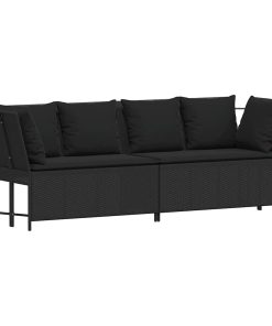 Divano Da Giardino Con Cuscini In Polyrattan Nero