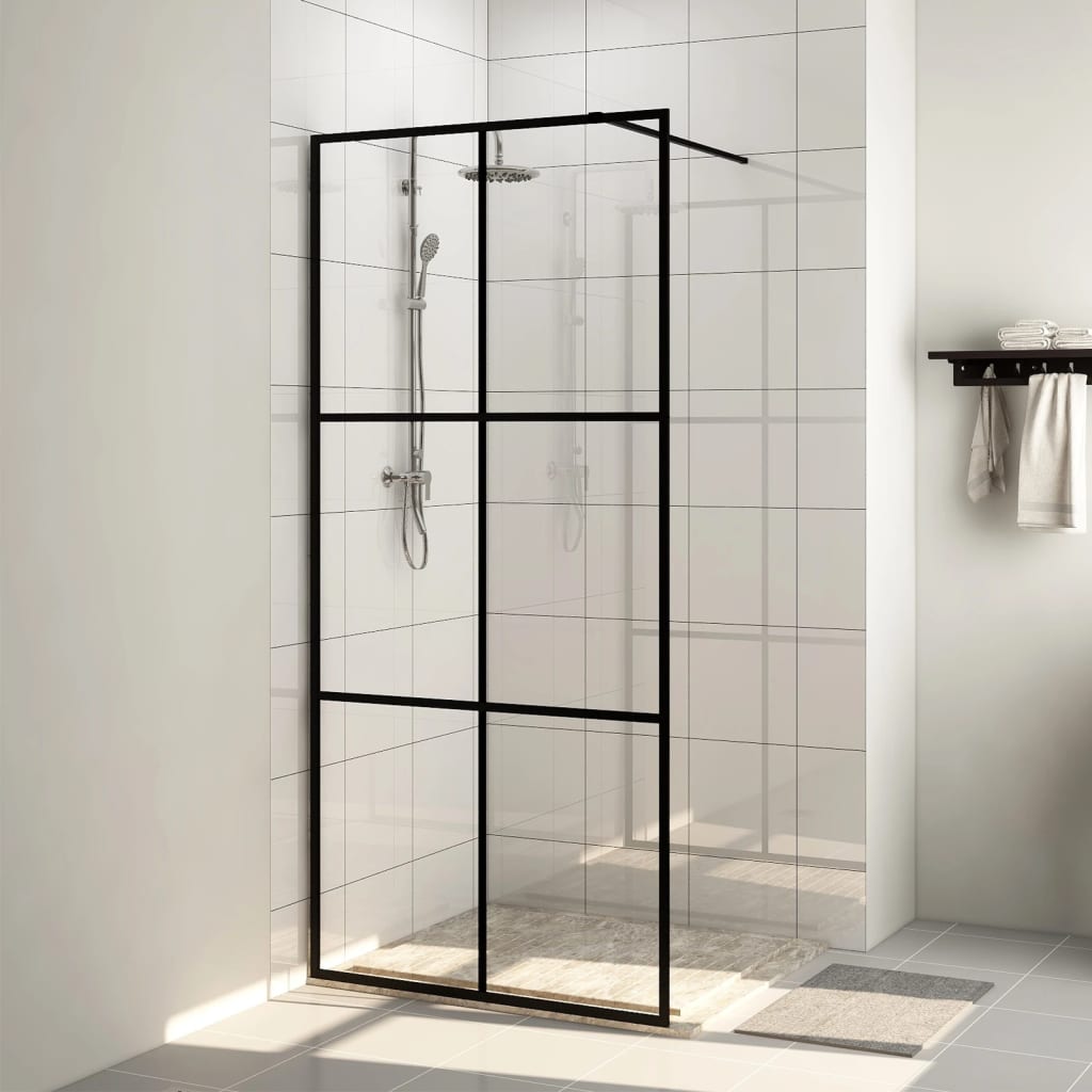 Parete Doccia WalK-In In Vetro Trasparente Esg Nera 80x195 cm - Image 3