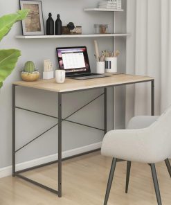 Scrivania Computer Nera E Rovere 110x60x70cm Legno Multistrato