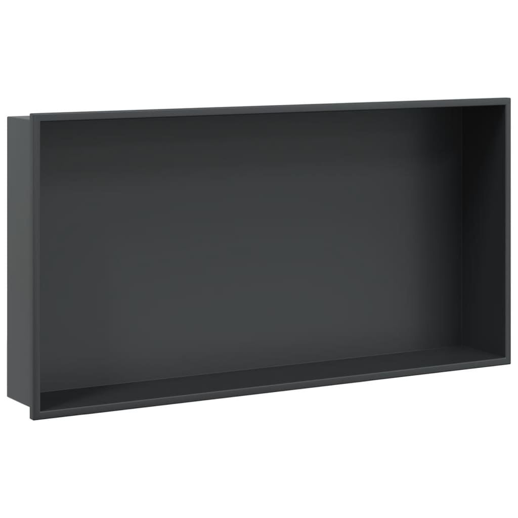 Nicchia Per Doccia Nero Opaco 62x32x9cm In Acciaio Inox