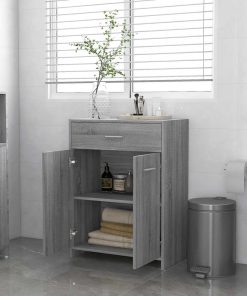 Armadietto Bagno Grigio Sonoma 60x33x80 Cm In Legno Tecnico