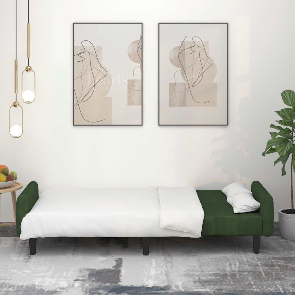 Divano Letto A 2 Posti Verde Scuro In Velluto