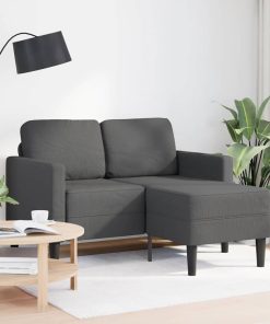 Divano 2 Posti Con Chaise Longue A L Grigio Scuro 125cm In Lino