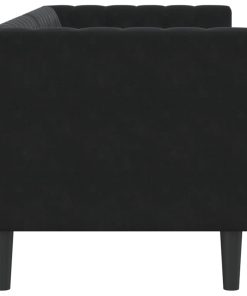 Divano Chesterfield Con Rinforzi 3 Posti Nero In Velluto