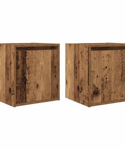 Comodini A Muro 2 Pz Legno Antico 38x34x40 cm