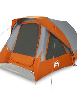 Tenda Familiare Cabina 6 Persone Grigia Arancione Impermeabile