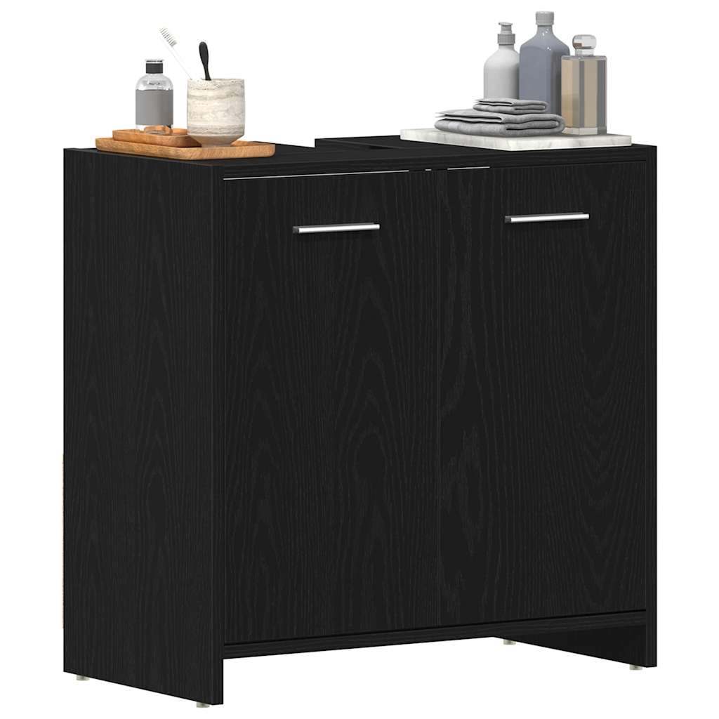Mobile Lavabo Bagno Rovere Nero 60x30x60cm In Legno Multistrato - Image 4