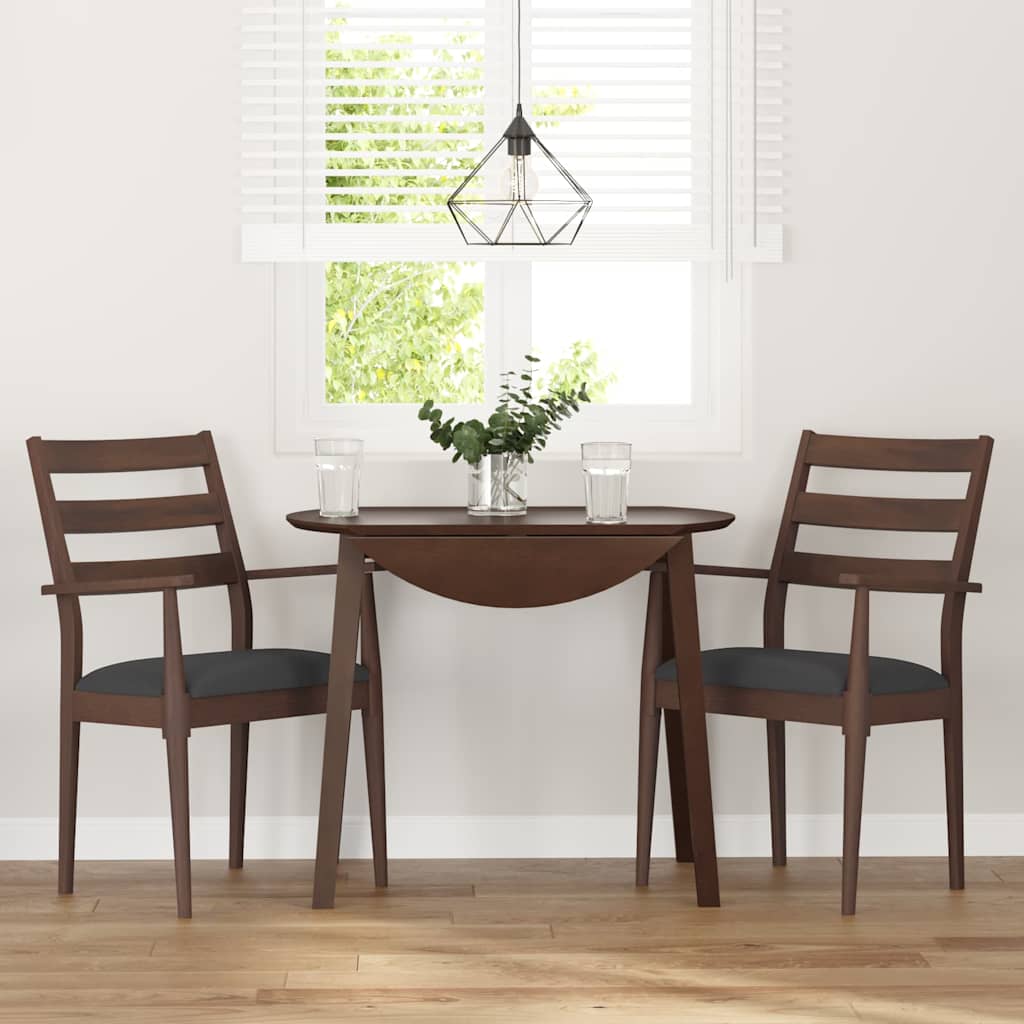 Sedie Da Pranzo Con Cuscini 2pz Marrone Legno Massello Di Hevea
