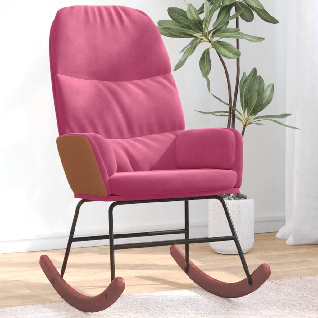 Sedia A Dondolo Rosso Vino In Velluto - Image 5