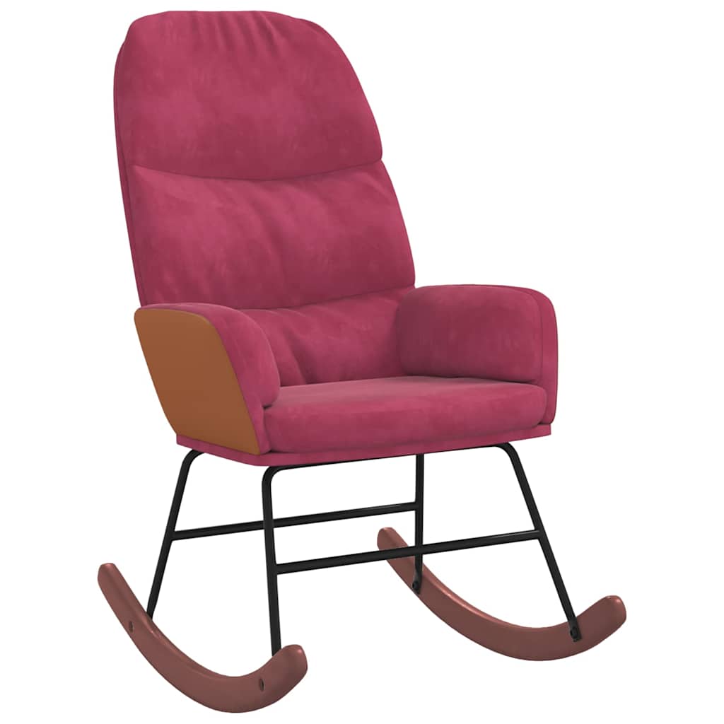 Sedia A Dondolo Rosso Vino In Velluto - Image 6