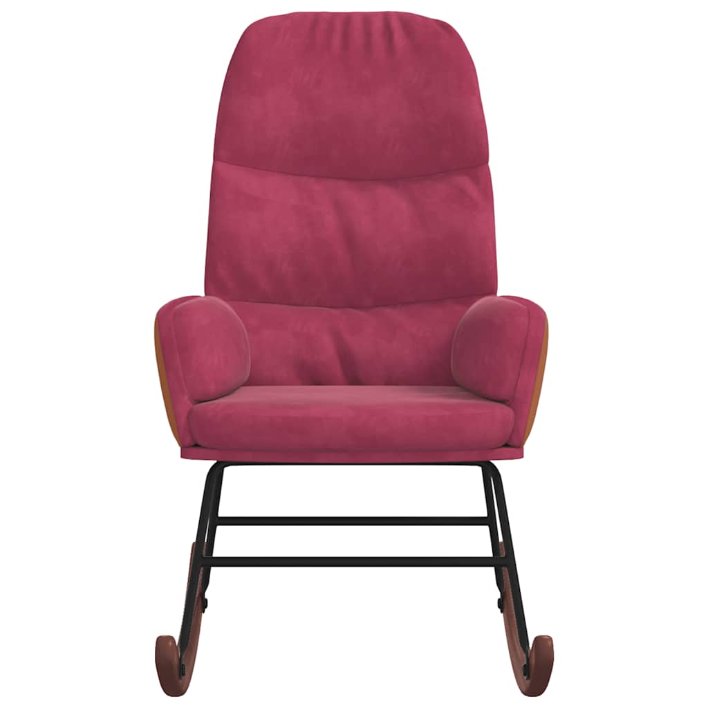 Sedia A Dondolo Rosso Vino In Velluto - Image 3