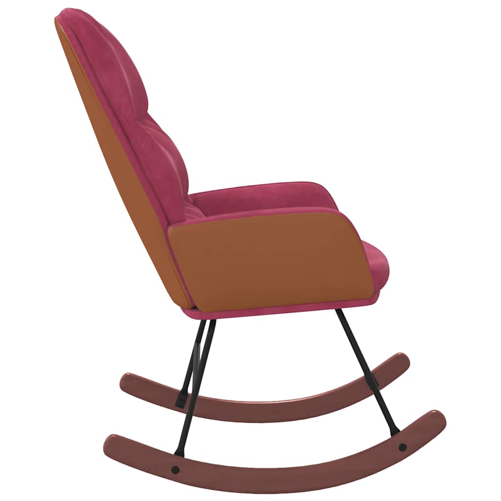 Sedia A Dondolo Rosso Vino In Velluto - Image 4