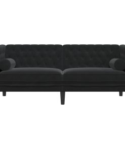 Divano Chesterfield Con Rinforzi 2 Posti Nero In Velluto