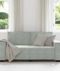 Divano A 2 Posti Grigio Chiaro 140 Cm In Velluto