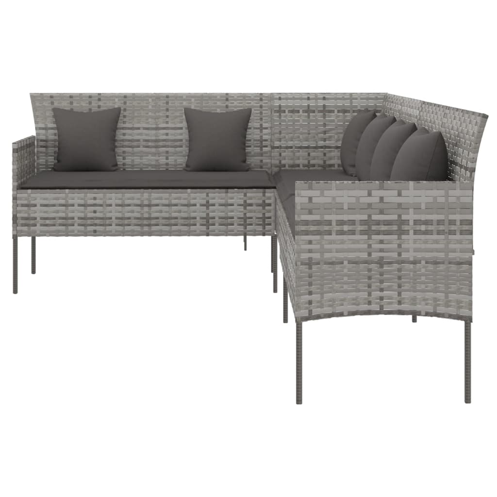 Divano Da Giardino A L Con Cuscini Grigio In Polyrattan